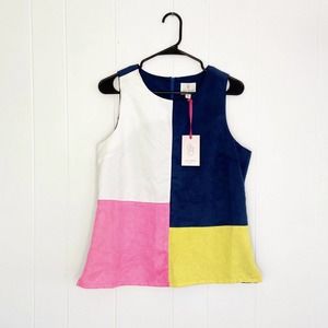 NWT Julie Brown NYC Suede Colorblock Top Sleeveless Pink Navy - Women’s Size 8